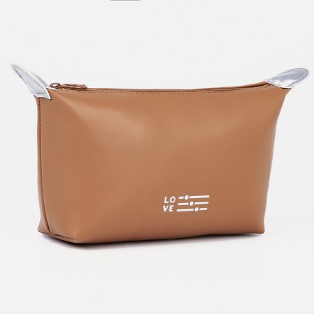 Cosmetic bag with a lining, brown color
