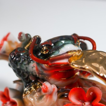 NECC Ceramics "Two toads on the Sakura branch" 8x6.5x16 cm-3