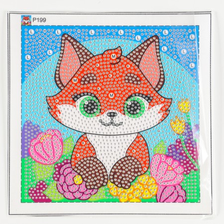 Diamond mosaic 15x15 on a frame with different rhinestones "Fox"-5