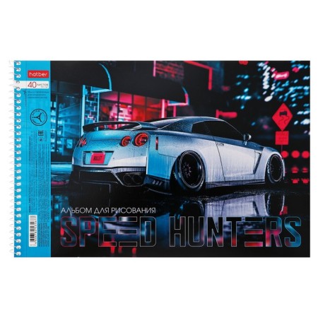 Album for drawing A4, 40 sheets on the crest "Speed ​​Hunters", covered cardboard, perforation for separation, block 100 g/m2, mix-1