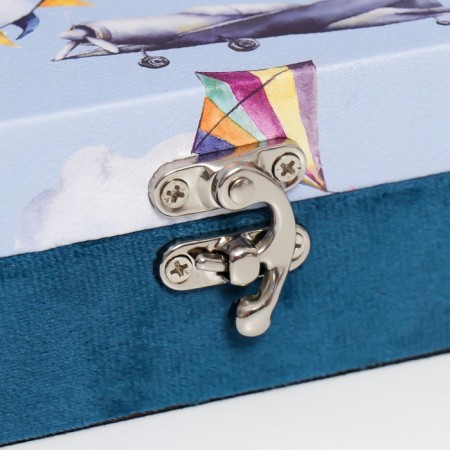 Casket tree "Aircraft and balloons" to leatherette and velvet 5.5x24x17 cm-1