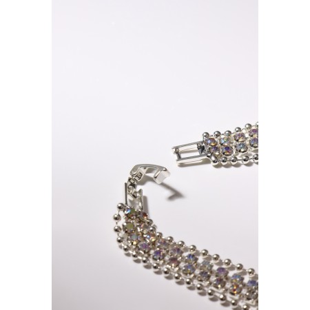 Bracelet with rhinestones “shine” thread in circles, rainbow color in silver, 18cm-2