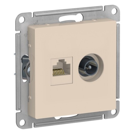 Computer outlet SE AtlasDesign, RJ45, TV, built -in, IP20, beige, Atn000289