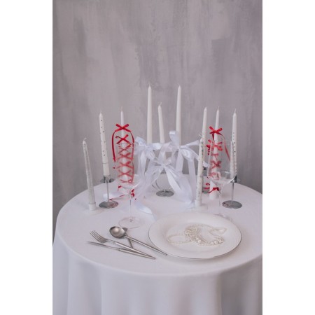 A set of antique candles, 2.2x 30 cm, 4 pieces, pearl metallic-6