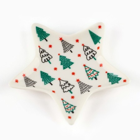 New Year! New Year's ceramic stand for a tea bag "Winter Forest", 8.7 x 8.7 cm, white color-1
