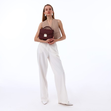Women's bag on the valve, Textura, small size, burgundy color-14