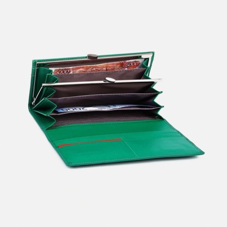Women's wallet on magnets, green color-2