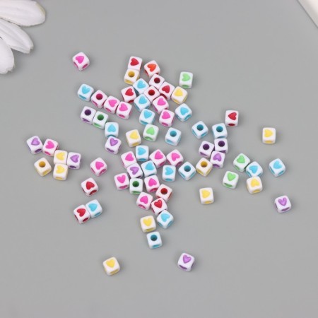 Beads for creativity plastic "Cuba Color Hearts" set 20 grams 0.4x0.4 cm