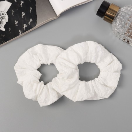 Hair elastic band "Orbit" (set 2 pcs) Ariadne pattern, 8 cm, white-1
