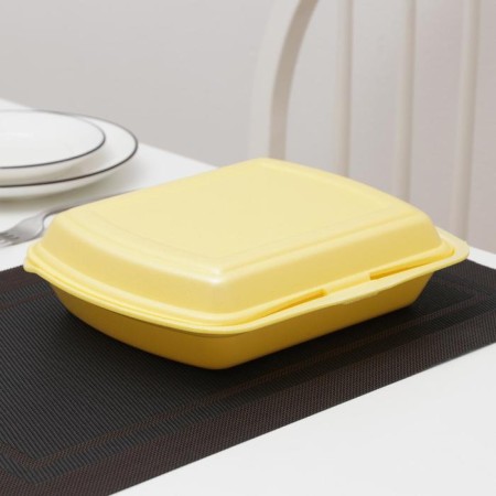 Disposable lunch box, 24.7 × 20.6 × 7 cm, 1 section, yellow color-1