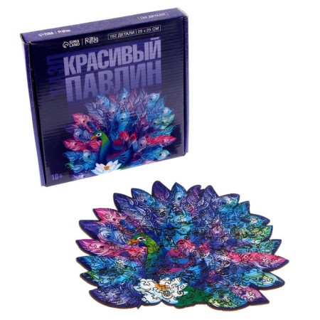 Puzzles wooden curly "Beautiful peacock", 162 elements-5