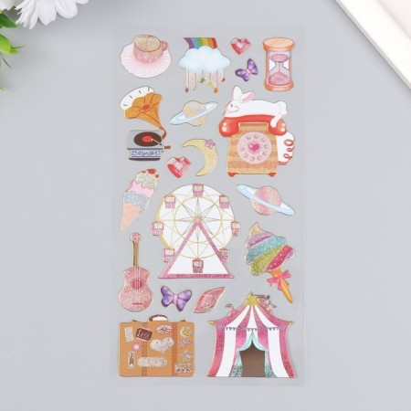 Plastic sticker with sparkles "circus" mix 10x22.5 cm-2
