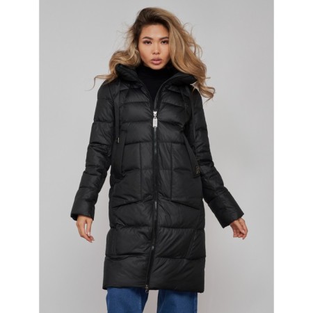 Coat insulated winter female, size 42, black color-8