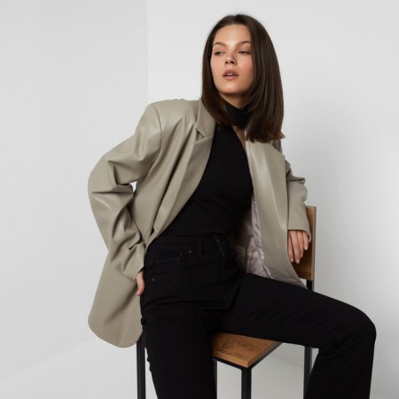 Women's jacket (eco-leather) Eco Leather, gray color, size 42-44-10