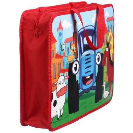 Plastic folder with A4 handles, on a zipper, 75x330x260 mm, blue tractor-2