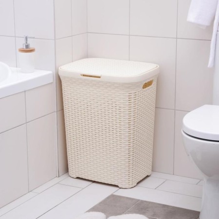 Babel basket with a lid, 60 l, 34 × 44 × 56 cm, ivory color-8