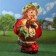 Garden figure "Gnome Girl Boy Cowdow with Grapes" 44x21x64cm
