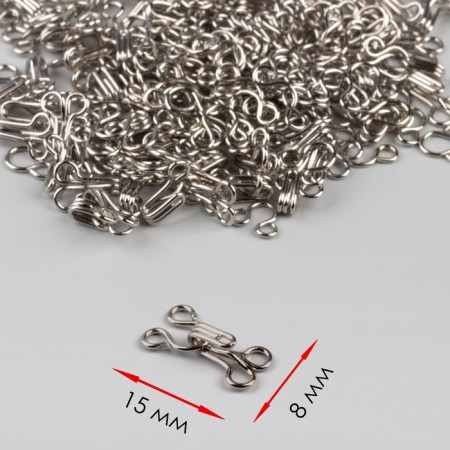 Sewing hook No. 2, 15 × 8 mm, 100 pcs, silver color