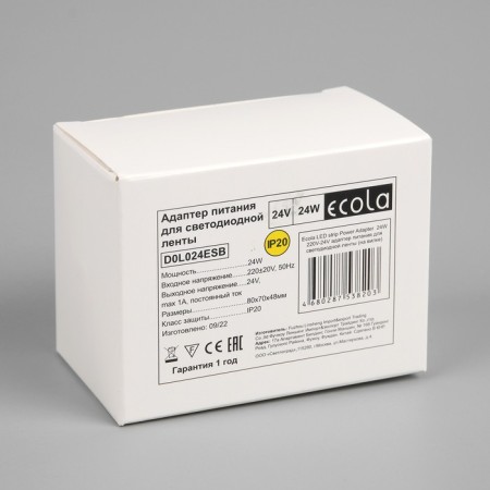 ECOLA power supply for 24 V LED tape, 24 W, IP20-3