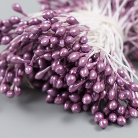 Stamens for flowers "droplets gloss pink powder" set 300 pcs length 6 cm-2