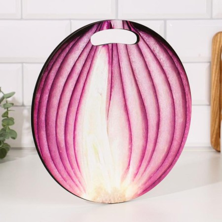 Board cutting and serving round kitchen "onions in context", 25.5 cm-1