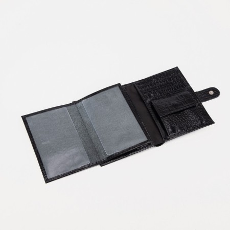 Male purse on the button for auto documents and passports, black color-4