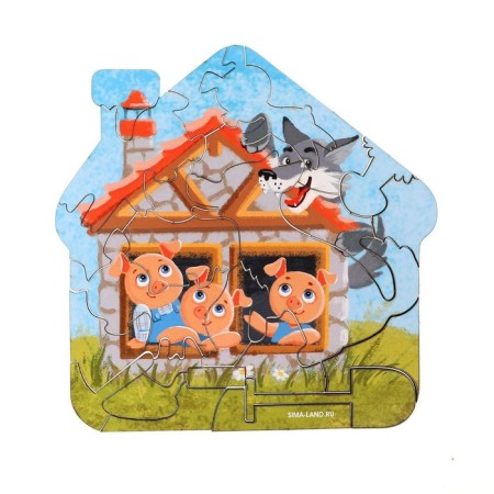 The puzzle is figured. Based on the English folk tale "Three Piglets"-2