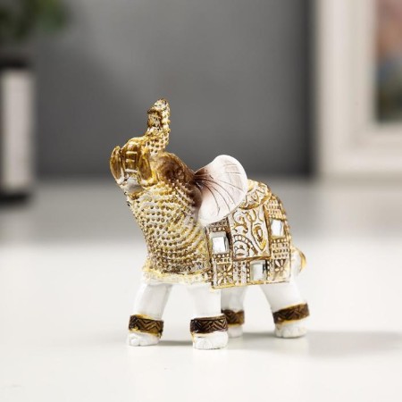 Polystone souvenir "White elephant with a blade of Arab carpet" 6.5x5.7x2.8 cm-1