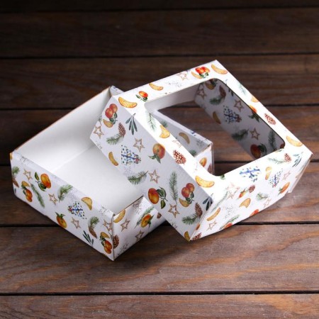 Gift box, lid is, with the “New Year mood” window, 14.5 x 14.5 x 6 cm-3
