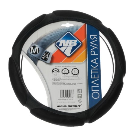 Braid on the steering wheel Nova Bright eco -leather, sponge, black, size m-3
