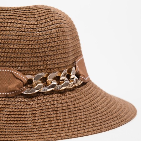 Women's hat with a minku chain color brown, size 56-58-4