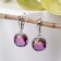 Earrings with “Illusion” rhinestones, a smooth square, raspberry-yellow color in silver