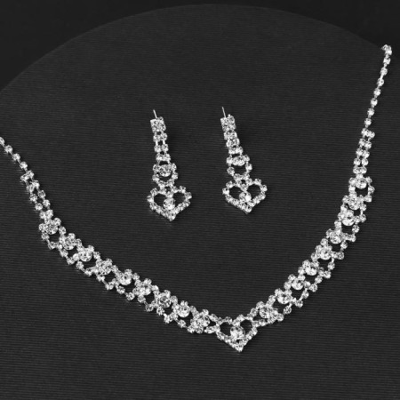 Set 2 objects: earrings, Knock "Shine" Laurie, white color in silver, 45 cm