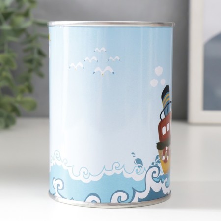 Piggy bank Metal Bank "Fun adventures" mix 7.5x7.5x10 cm-5