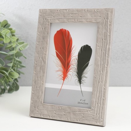 Photo frame Plastic 10x15 cm "Rombs. Texture of a tree" gray 18.5x13.5 cm-1