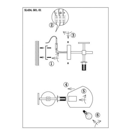Sconces st. SL434.501.01. Calmare. 1x40 W, E14, 32.2x15 cm, white color-9