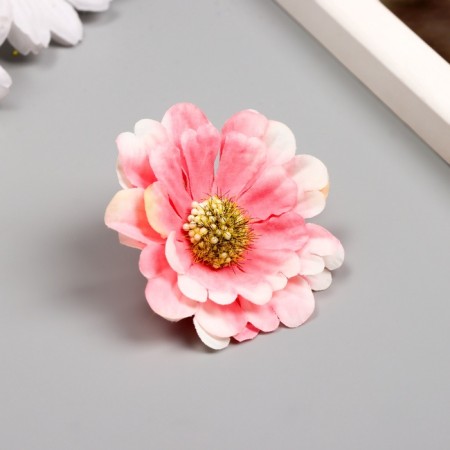 Budon on the leg for decoration "Multilayer chamomile pink" 6x6 cm-1