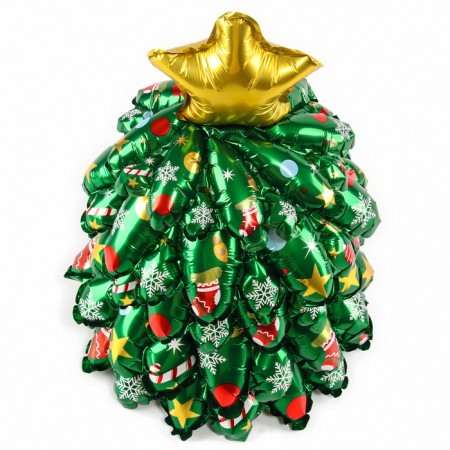 Foil ball 16 "Volumetric New Year tree", mini-3