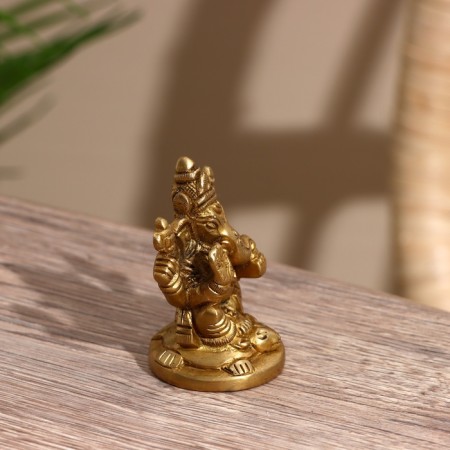 Souvenir "Ganesha on the mouse" Brass 6 cm-2