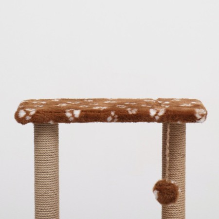 Cat house with a claw, two -story, with windows, 50x36x75 cm, brown with paws-6