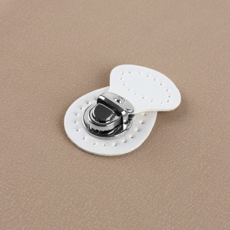 Fittings for bag No. 5, set 4 items, carbine - 2 pcs, handle to leatherette, buttons, white-3