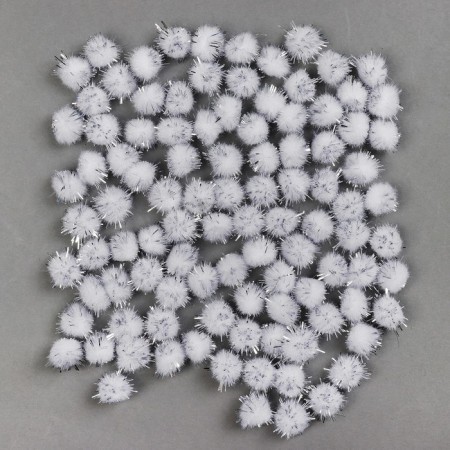 A set of parts for the decor "Bombs with a shine" set 100 pcs., Size 1 pcs: 1 cm, white-silver color-1