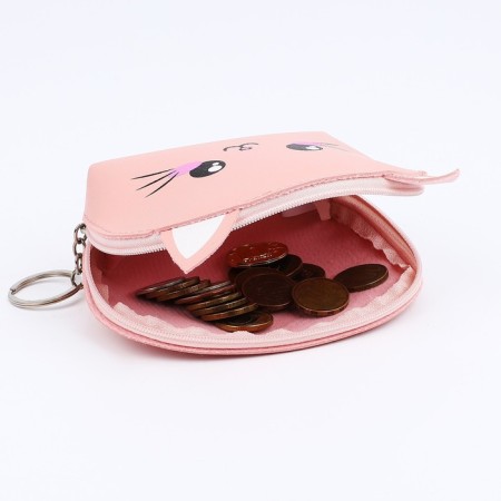 Children's wallet with a zipper, pink color-3