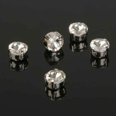 Rhinestones in DACs (set 5 pcs), 8 × 8mm, white color in silver