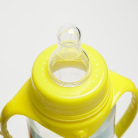 A bottle for feeding “Fruits”, classic throat, 250 ml., 0 months, cylinder, with handles-4