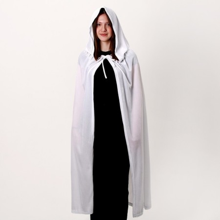 Carnival cloak adult, plush white, length 120 cm
