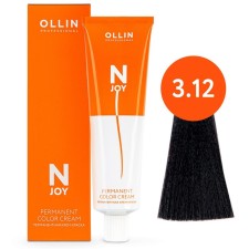 Cream-color hair Permanent Ollin Professional N-Joy, tone 3/12, a dark brown-up, 100 ml
