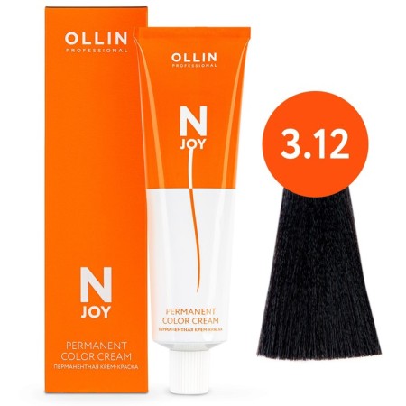 Cream-color hair Permanent Ollin Professional N-Joy, tone 3/12, a dark brown-up, 100 ml