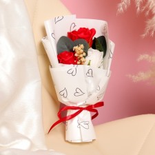 A premium bouquet of red-white soap roses, 3 pcs