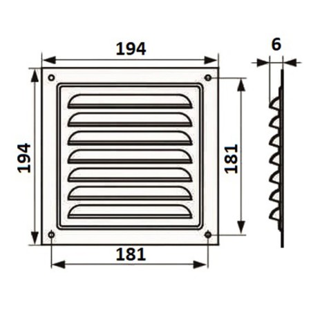 Ventilation grate Zein Lux RM1919C, 190 x 190 mm, with a grid, metal, gray-6